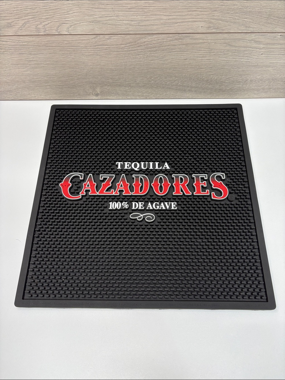 Tequila Black Bar Mat with Red and White Cazadores Logo